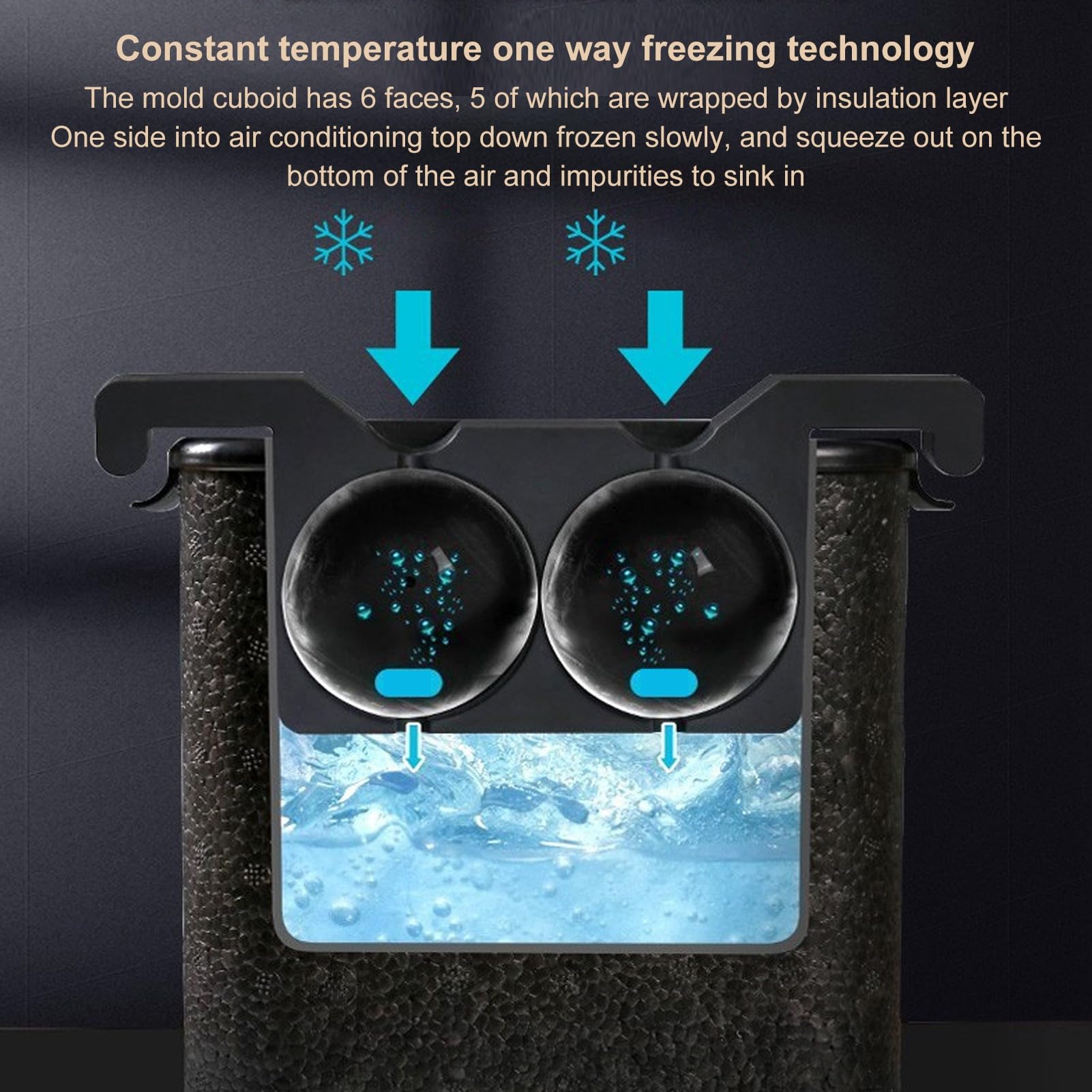 SIXRUN Molde para Hacer Bolas de Hielo, Molde para Hielo Transparente de Silicona ABS con 2 Orificios, Bolas de Grandes de Fácil Liberación, 22 X 12,5 X 18,5 Cm para Whisky, Cóctel, té con Leche,
