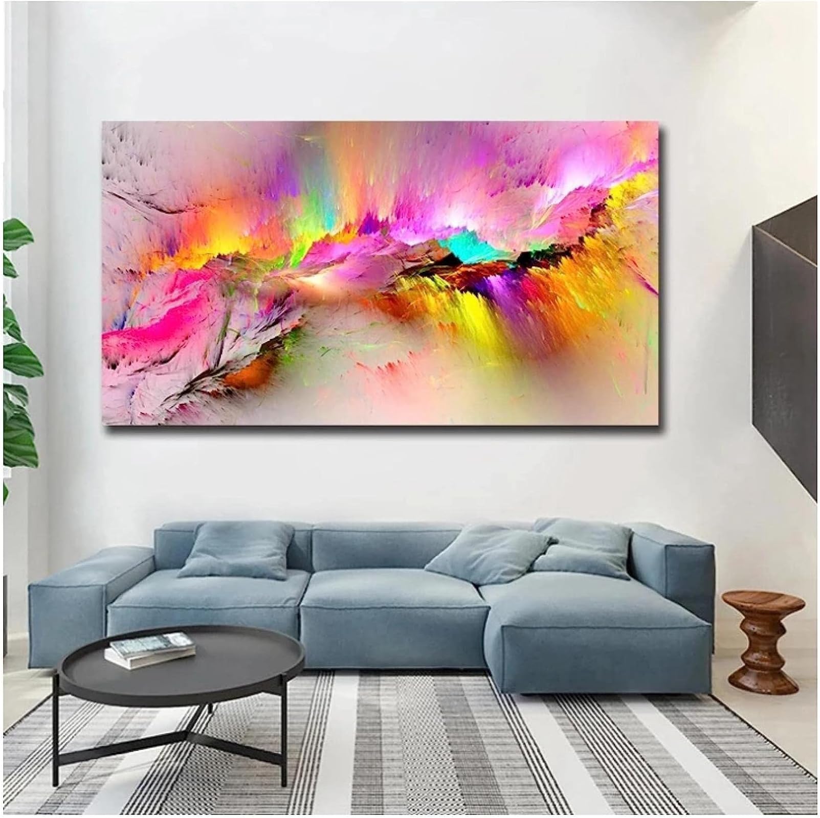 Leinwand Bilder Abstrakte Bunte Wolke Malerei Poster Kunstdruck für Küche Wandbilder Deko (Rahmenlos) (50X70CM)