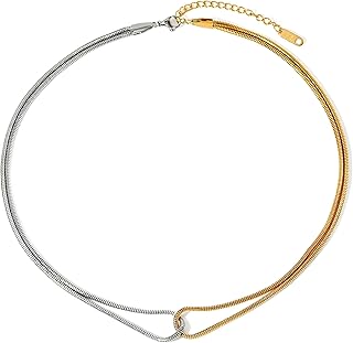 Stainless Steel Jewelry Minimalist Metal Mix Chain Necklace Women Collar, Normal, Stainless Steel, Cubic Zirconia