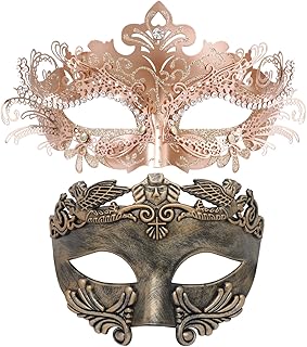 Couple Masquerade Metal Mask Roman Greek Man Mask Venetian Halloween Costume Ball Mask Mardi Gras Mask Cosplay Party Mask