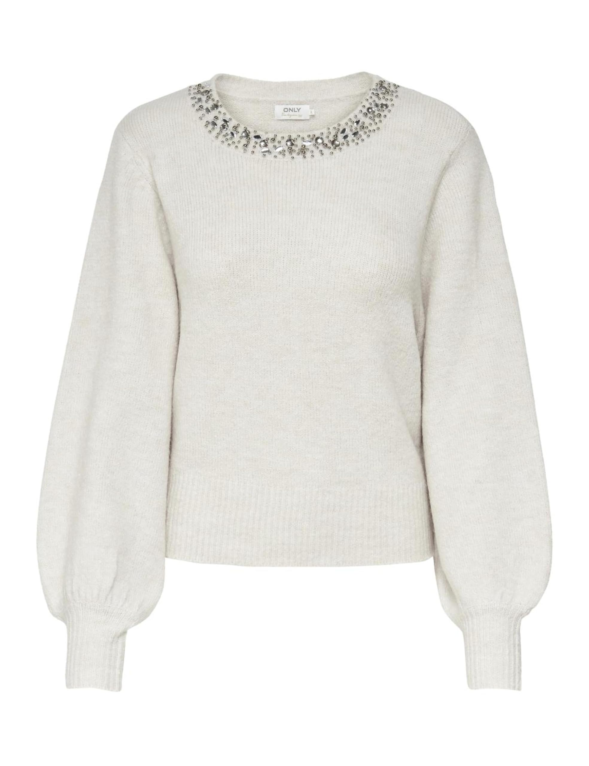 ONLY Female Knitted Jumper Onlesa Knitted Jumper, Pumice Stone/Detail: w. White Melange, XL