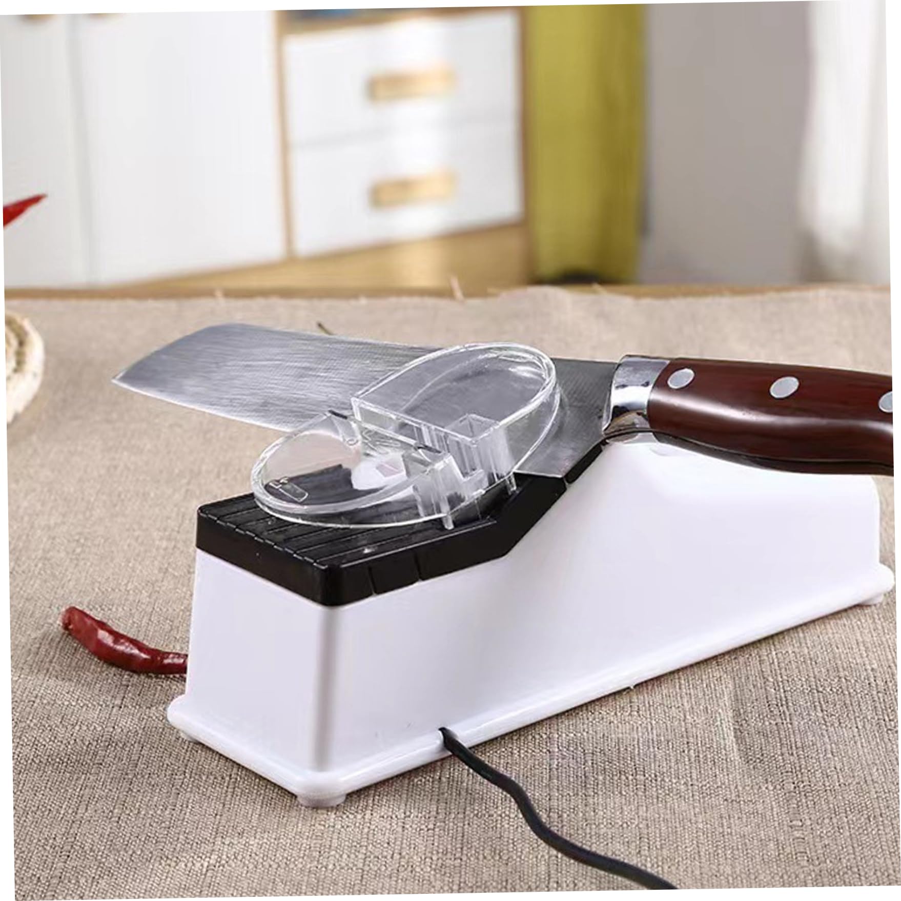 Afilador de Cuchillos eléctrico, afilador y Pulido rápido de Cuchillos eléctrico con Base Antideslizante Estable para Cocineros caseros y Chefs Profesionales.-