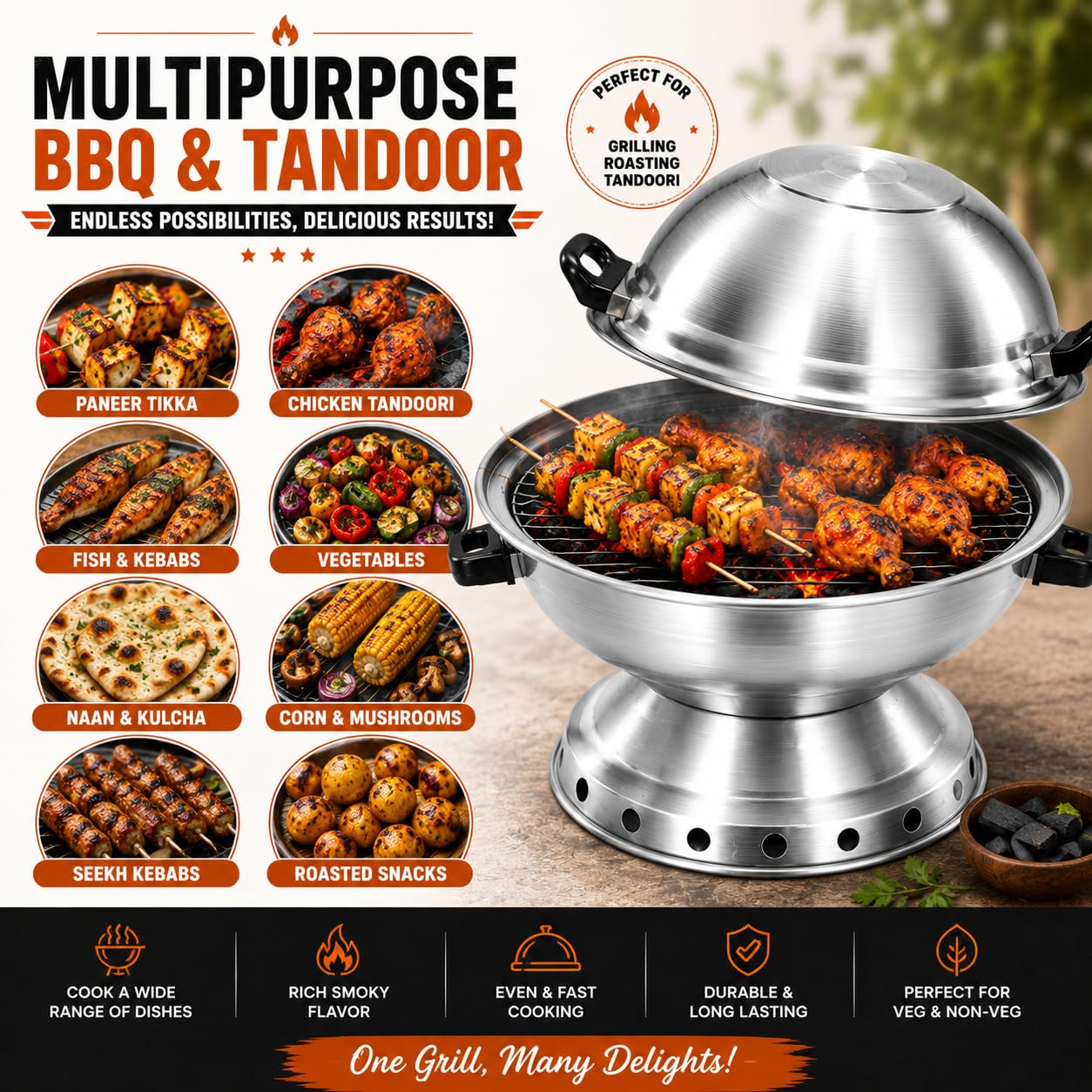 Aluminium Multi-Purpose Oven - Tandoor, Grill & More -7