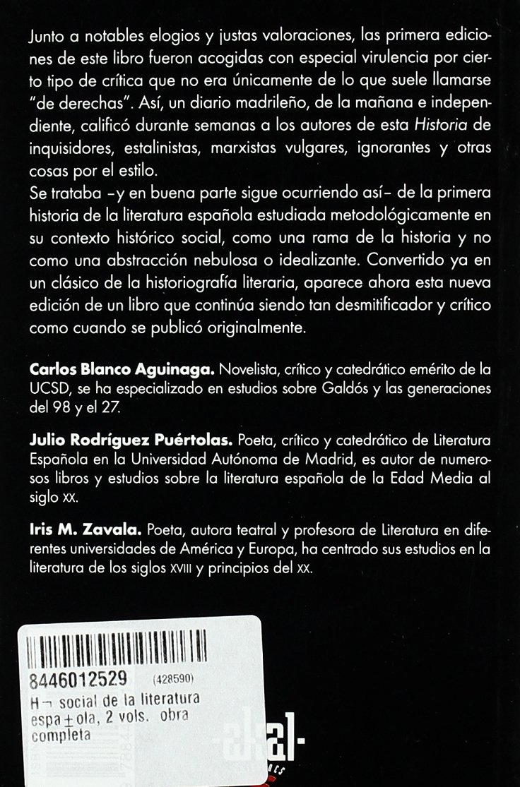 Historia social de la literatura española (2 volúmenes): 56 (Básica de Bolsillo)
