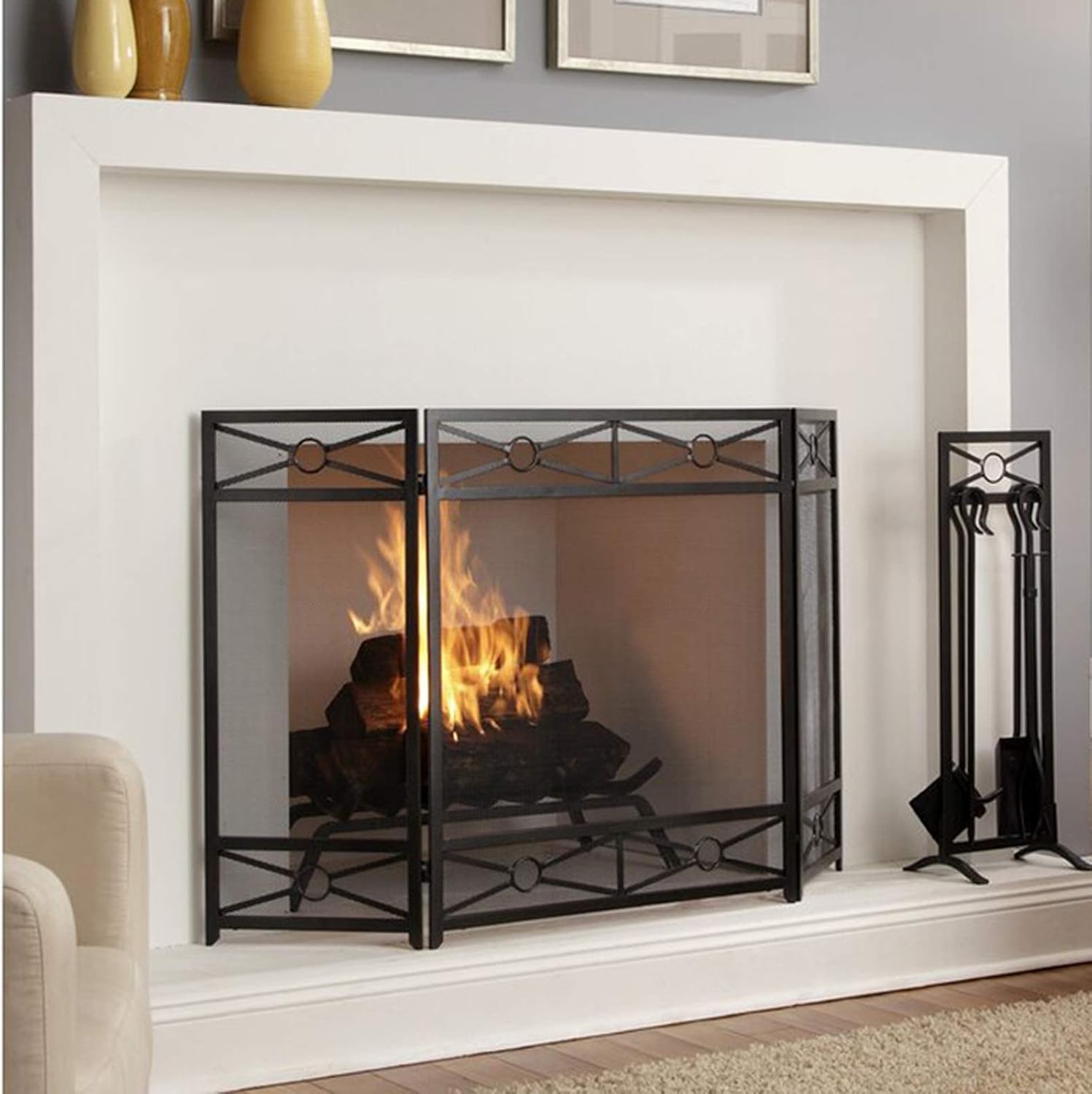 暖炉スクリーンガード、暖炉スパーク保護スパークガードデザインの巨大