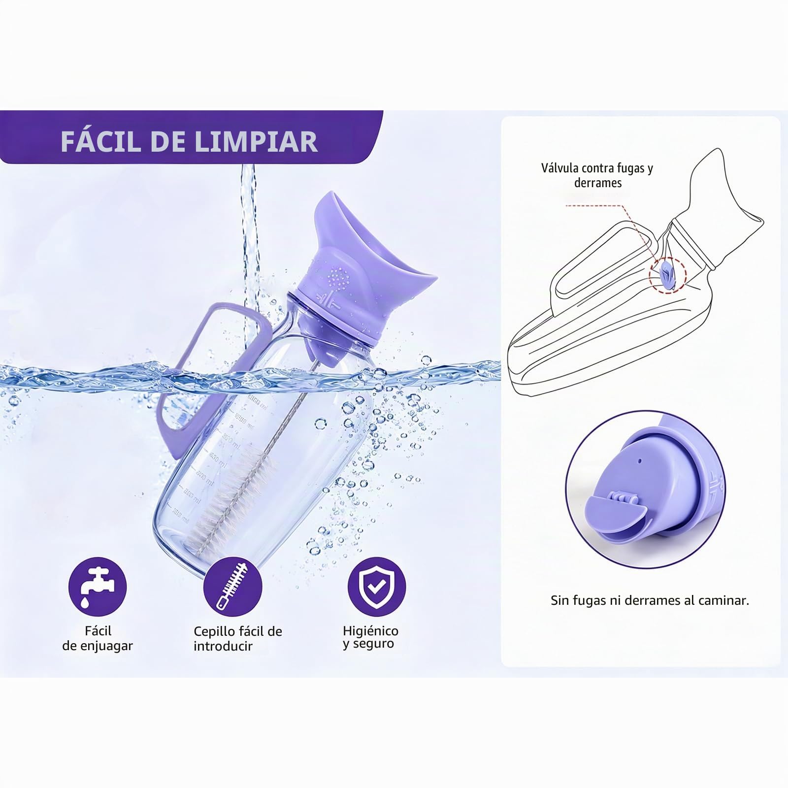 orinal adulto mujer,urinario femenino,urinario portatil mujer, urinario portatil,ayuda para orinar para mujeres,urinario para mujeres,reutilizable,inodoro portátil,viajes,coche,1200 ml