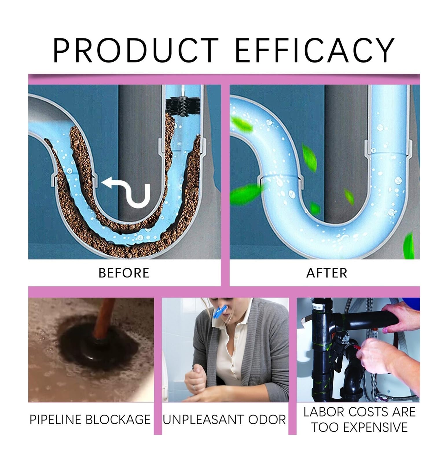 Nettoyant for canalisations de 500 ml, désodorise, prévient les obstructions et entretient tuyaux