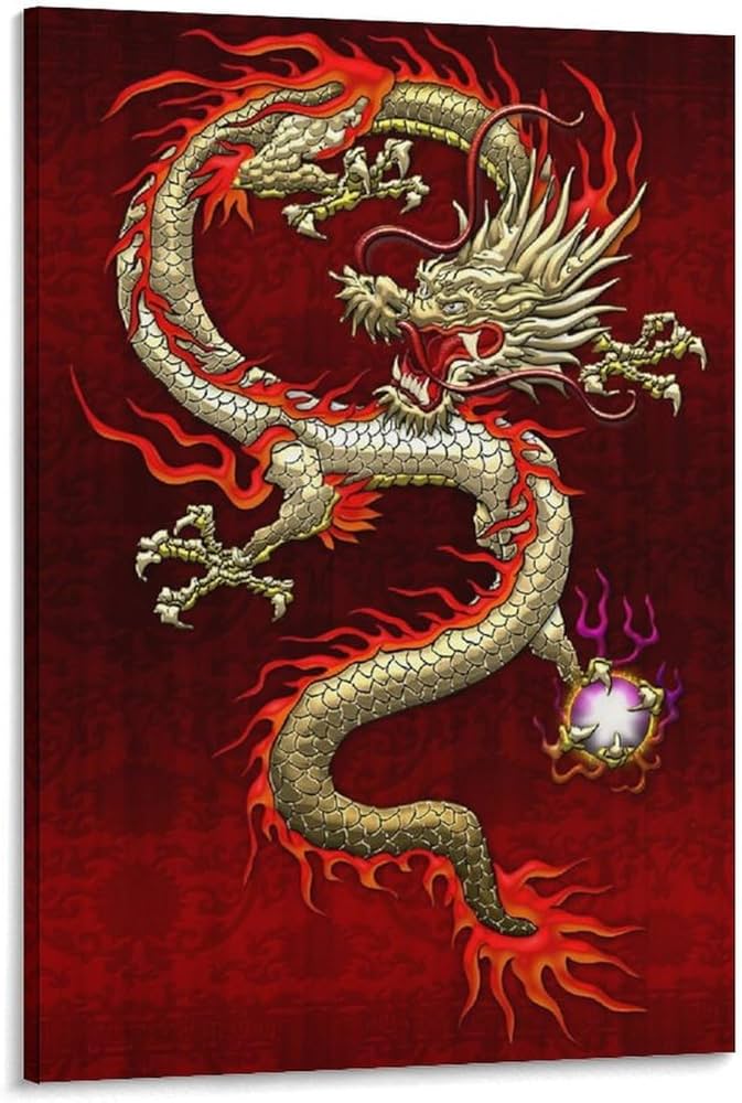 昇龍　金龍　龍の壁飾り 風水 ポスター 黄金龍 60×40 金龍 ドラゴン 龍 竜 絵 玄関 龍の飾り 壁