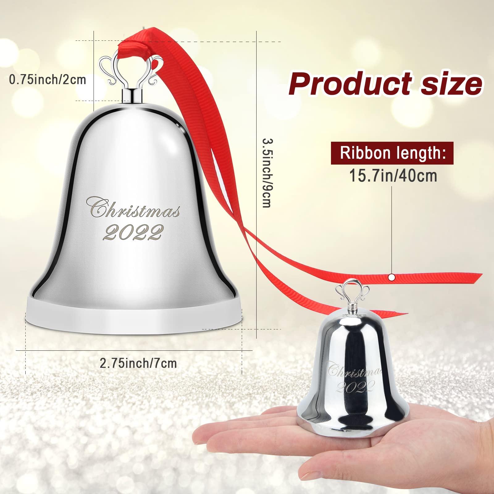 Amazon.com: Christmas Bell 2022 Silver , Luxiv Hanging Silver