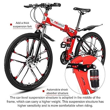 CNDZC 66 cm duplo amortecedor de choque dobrável Mountain Bike