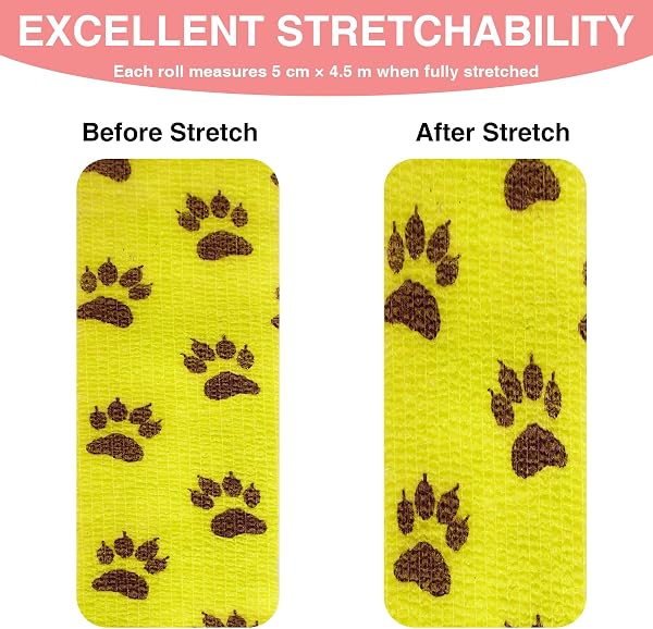 12 pezzi benda elastica autoadesiva, bende elastiche per bendaggi, benda elastica coesiva per cani, cavalli e altri animali – perfetta per proteggere articolazioni, caviglie e polsi, 5 cm x 4,5 m - 4