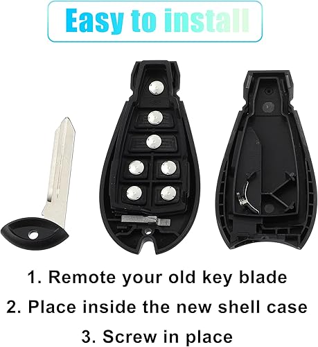 Miniatura 8 de X AUTOHAUX Funda de repuesto para llavero de 7 botones sin llave para Dodge Grand Caravan para Chrysler Town and Country con hoja sin chip