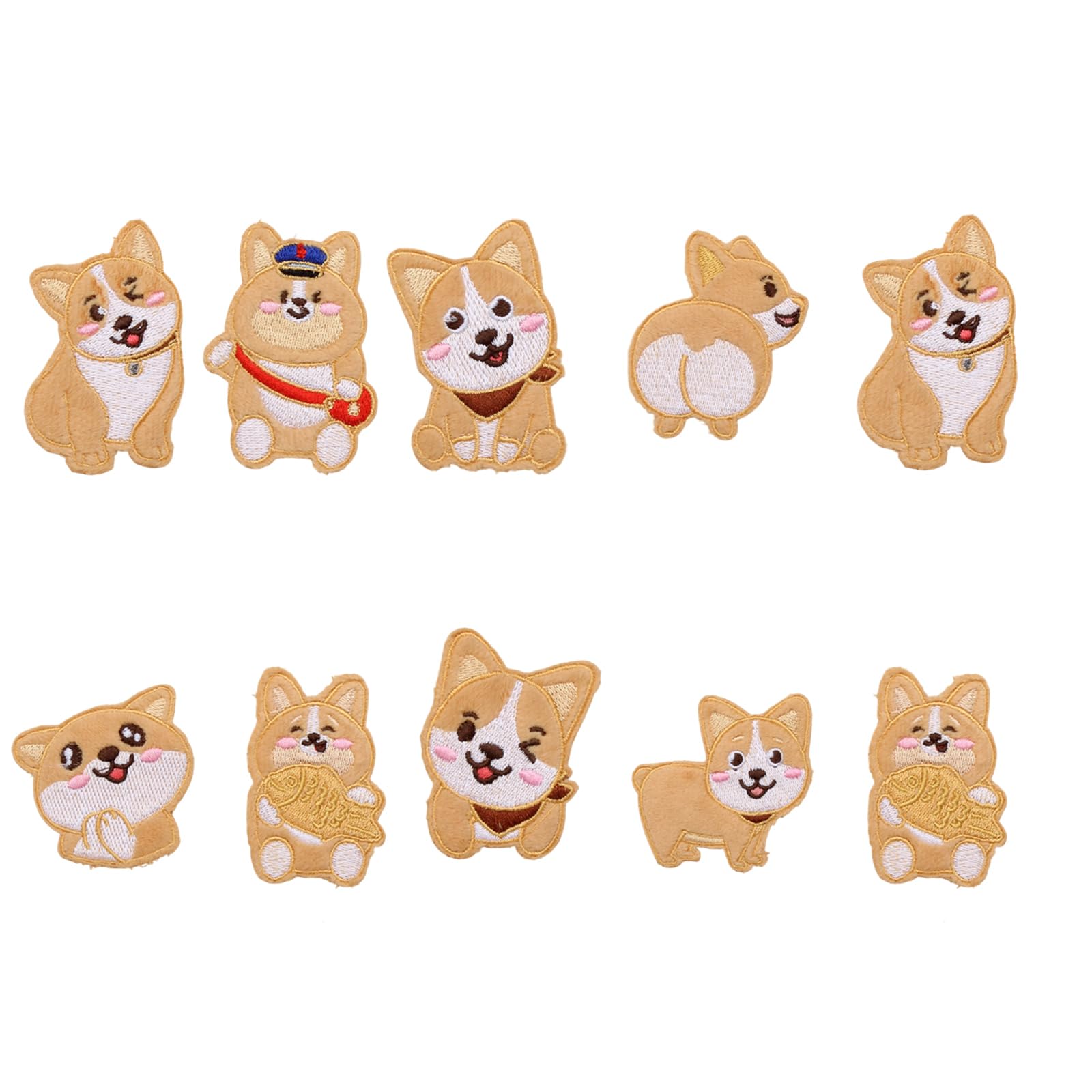 Tsophreniq 10Pcs Dog Embroidered Iron on Patches Adhesive Appliques for Jackets Bag Hat Cartoon Dog Embroidery Patches