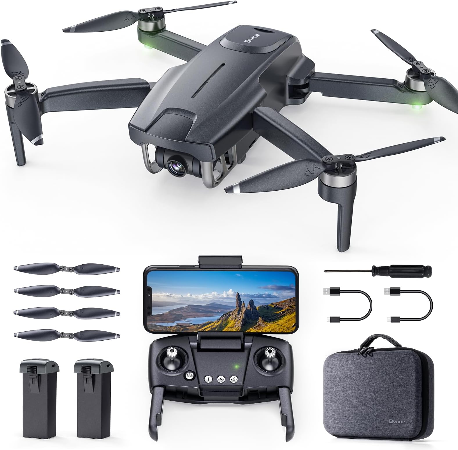 Bwine GPS Drone with Camera 4K UHD - F7MINI, Under 249g, 60-Min Flight Time, Auto Return, Follow Me, Waypoint Fly, Circle Fly, 5GHz Transmission - Ideal for Adult Beginners