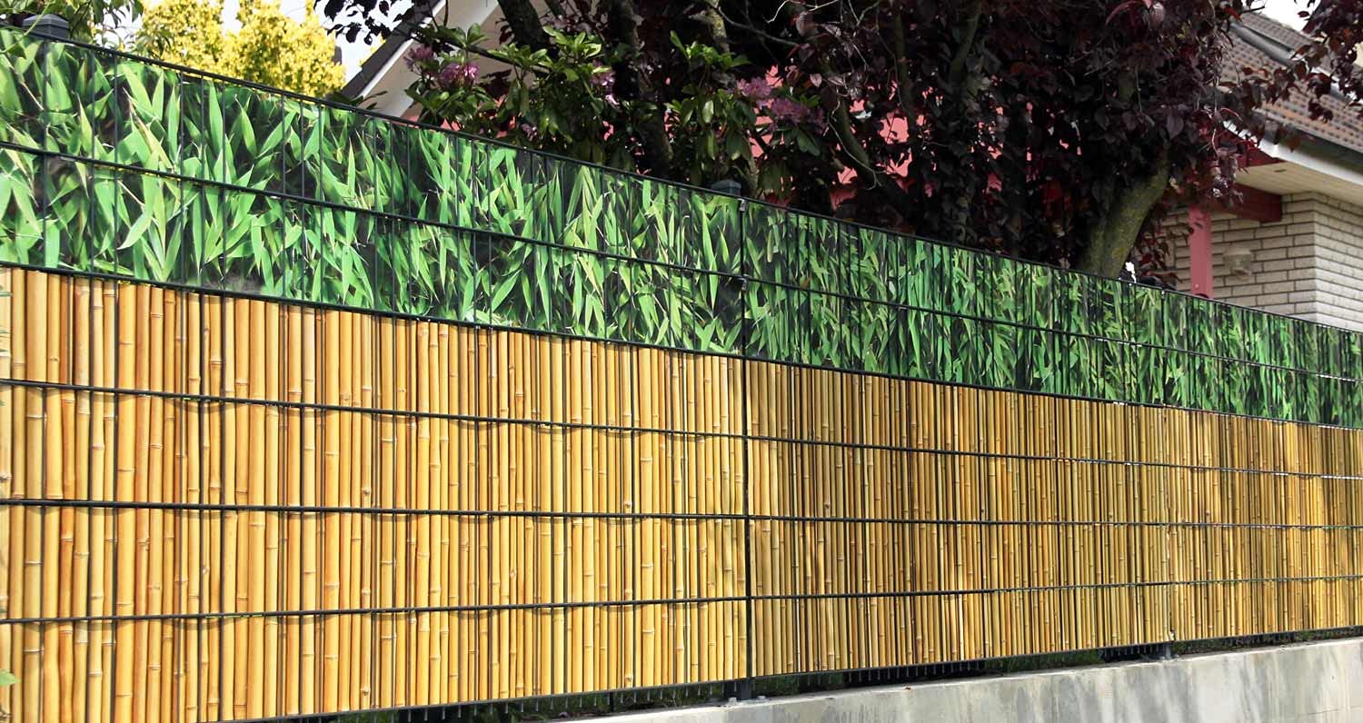 Sichtschutzstreifen mit Motiv/M-tec Print  / PVC/Bambus Motiv fr 9 Reihen  im Zaunfeld fr Doppelstabmattenzaun - SIE KAUFEN Hier DIREKT BEIM  Hersteller - : Amazon.de: Garten