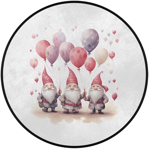 Miniatura 2 de Christmas Scene Cute Santa Gnome (11) Round Area Rug 3ft Machine Washable Circular Rugs for Dining Room Table Bedroom Playroom Throw Rugs for Dog