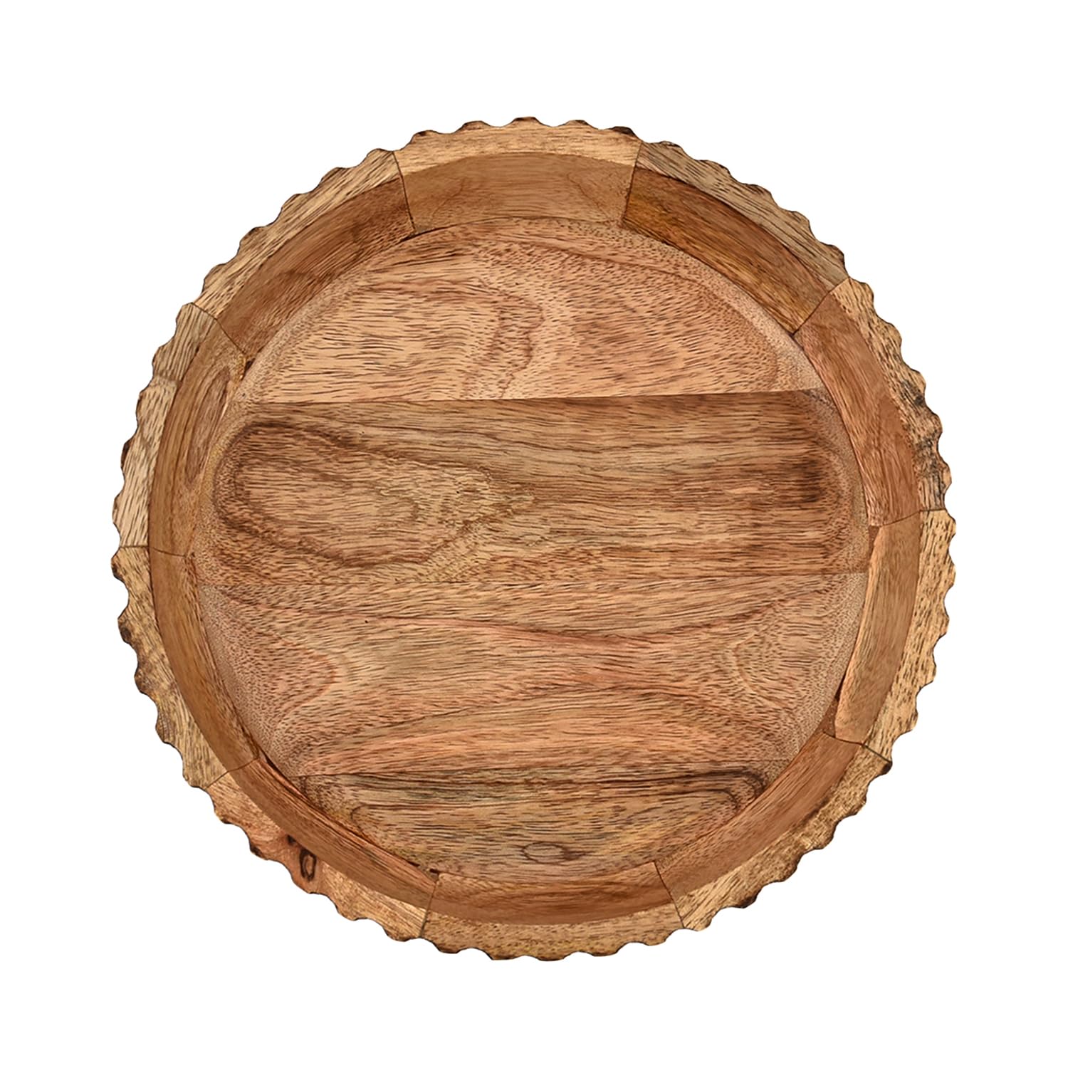 Porta frutta in legno di mango per piano di lavoro in cucina, porta frutta per decorazione in stile country, centrotavola (10 x 10 x 2,5 pollici / 25,4 x 25,4 x 6,3 cm)