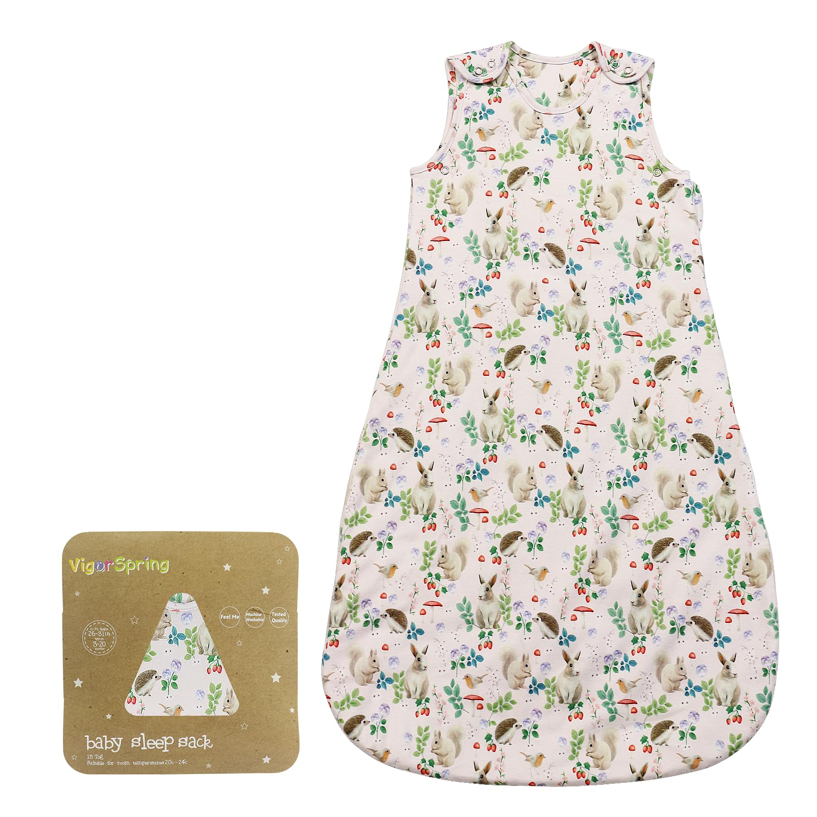 VigorSpring Warm Sleep Sack 1.5 Tog Wearable Blanket Baby Soft Cotton Baby Sleeping Bag 6-12 Months