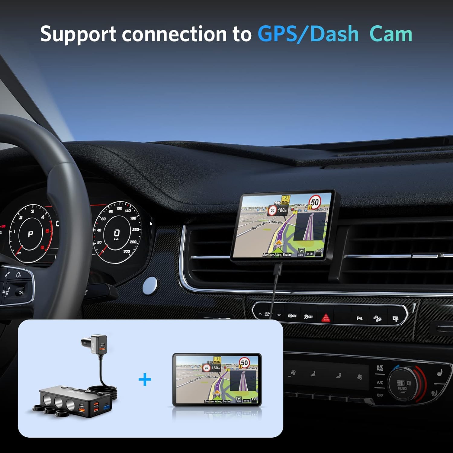 BESTEK 180W Cigarette Lighter Splitter, 3-Socket Car Cigarette Lighter with PD36W/65W and QC3.0 18W Ports, Cigarette Lighter Adapter, LED Voltage Display for Dash Cam, GPS, iPad/Laptop/Phone