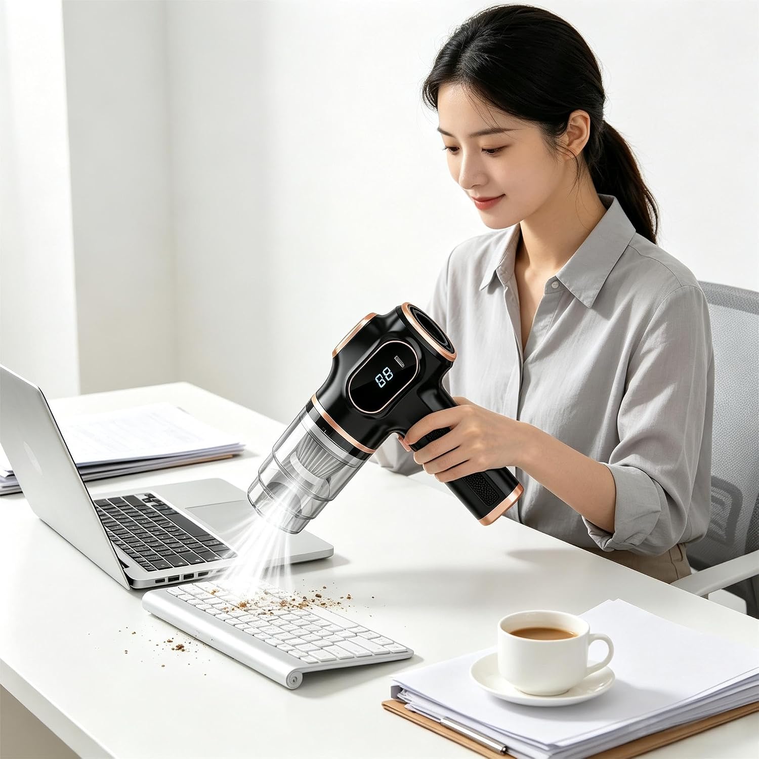 Handheld Car Vacuum Cleaner with Brushless Motor and LCD Dis