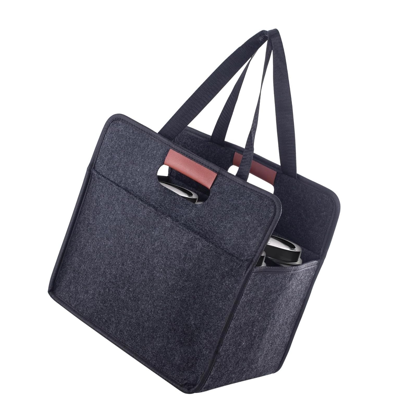 Kaeltsyn Felt Beverage Carriers with Padded Dividers for Coffee Bottles Drink Transport Bag for Commuting Travel and Outdoor Event Leak Proof Drink Bag