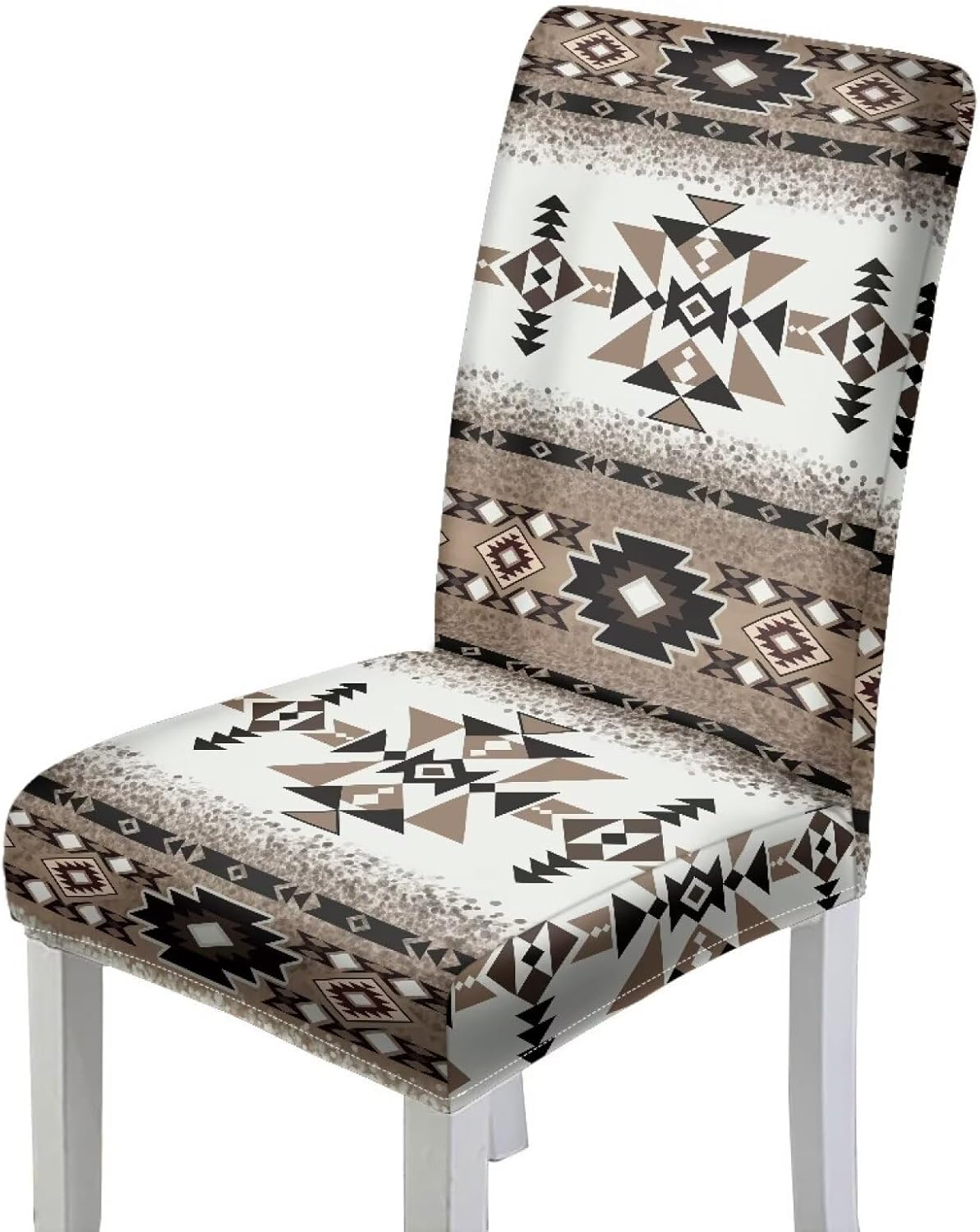 Wanyint Chair Covers for Dining Chairs, Removable Kitchen Parsons Chair Slipcovers Universal Fit Furniture Protector for Stain & Scratch Protection, Set of 6, Southwest Aztec Brown
