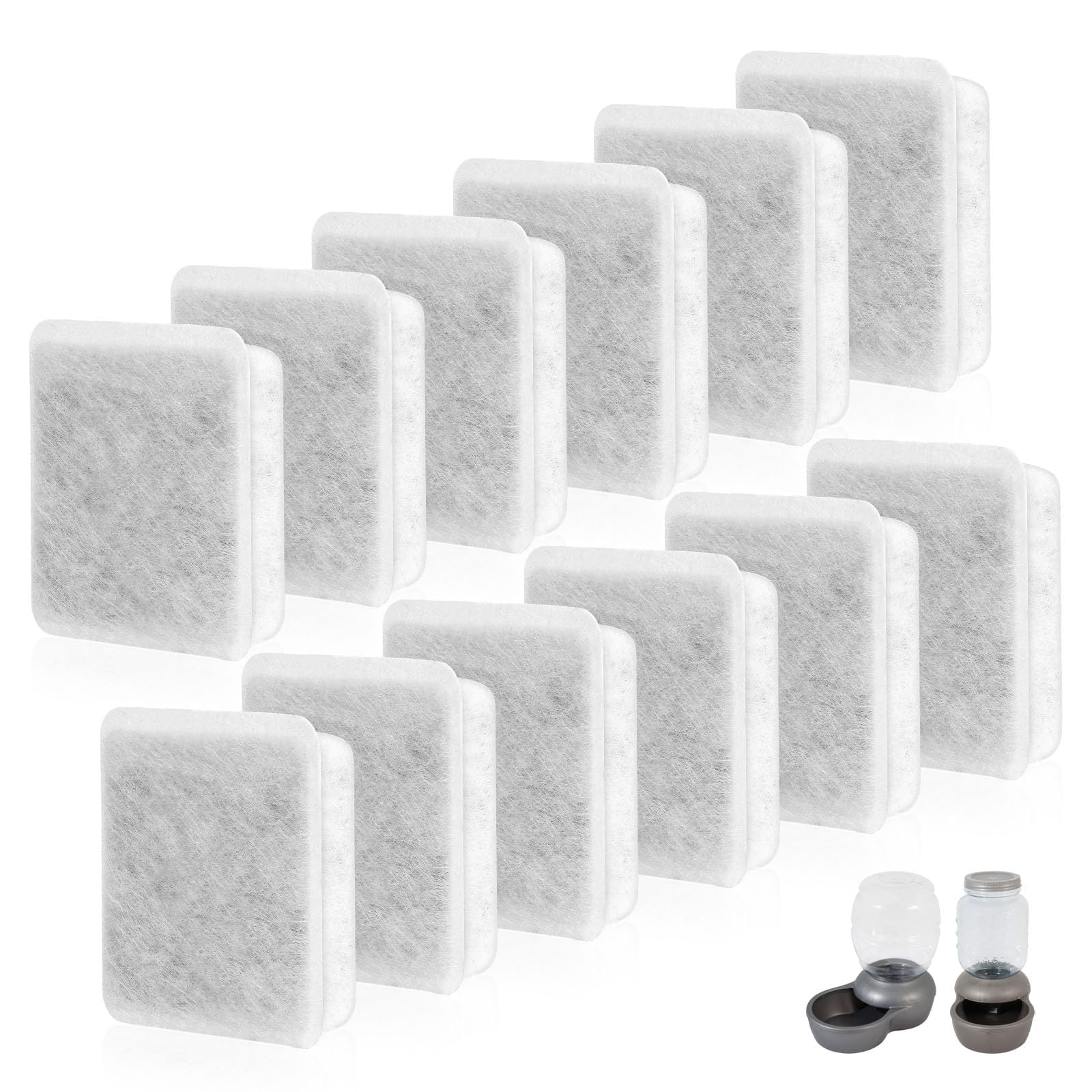 Activated Carbon Filter for Cat Fountain Replacement, 12 Packs Pet Water Fountain Charcoal Multi-layer Filter, Doggie Safe Water Dispenser Filter Accessories for Pet Dog Cat Rabbit Drinking Fountain