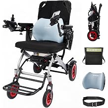 32lbs Lightweight Electric Wheelchair, Foldable Electric Wheelchair for Adults, Seniors, 400W Dual Motor Power Wheelchair 15+Miles for Travel, Park Hospital, 330 lbs Capacity