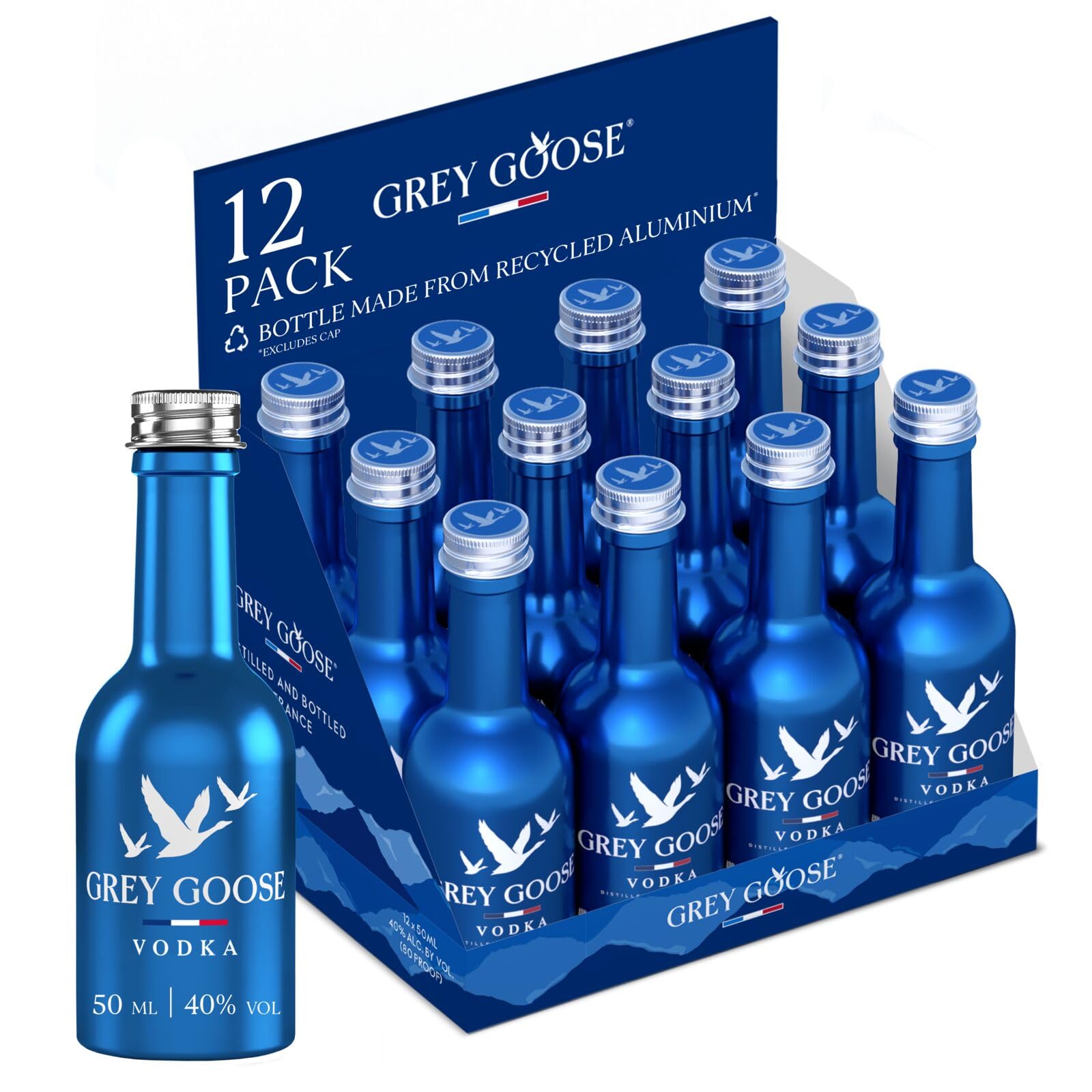 GREY GOOSE Premium French Vodka Miniatures, 40% ABV, 12x5cl