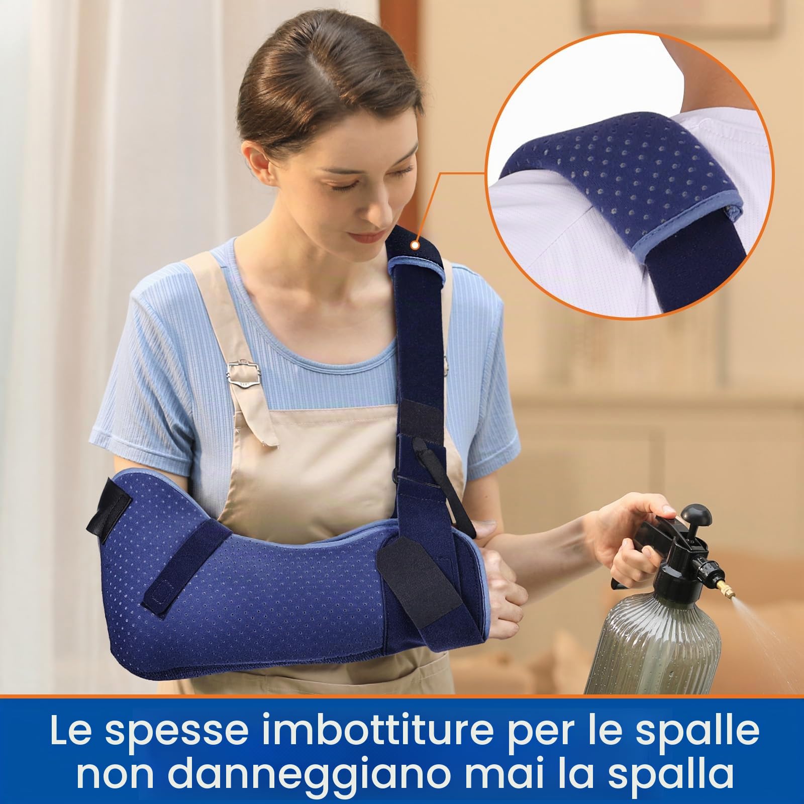 Fascia Braccio Lesioni alla Spalla, Supporto Spalla con Cinturino in Vita per Lesioni alla Cuffia dei Rotatori, Mano, Polso(Versione Comfort, Sinistra, M, 73-104CM)