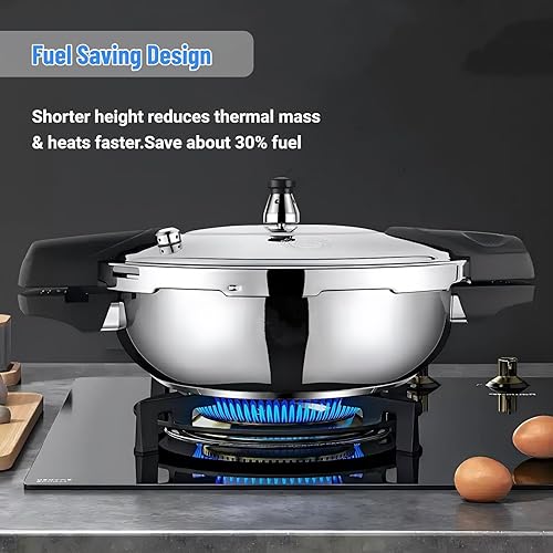 Miniatura 5 de Olla a presión de acero inoxidable, mini olla a presión compacta, ollas de conducción rápida de calor de 3 litros para estufas de gas eléctricas
