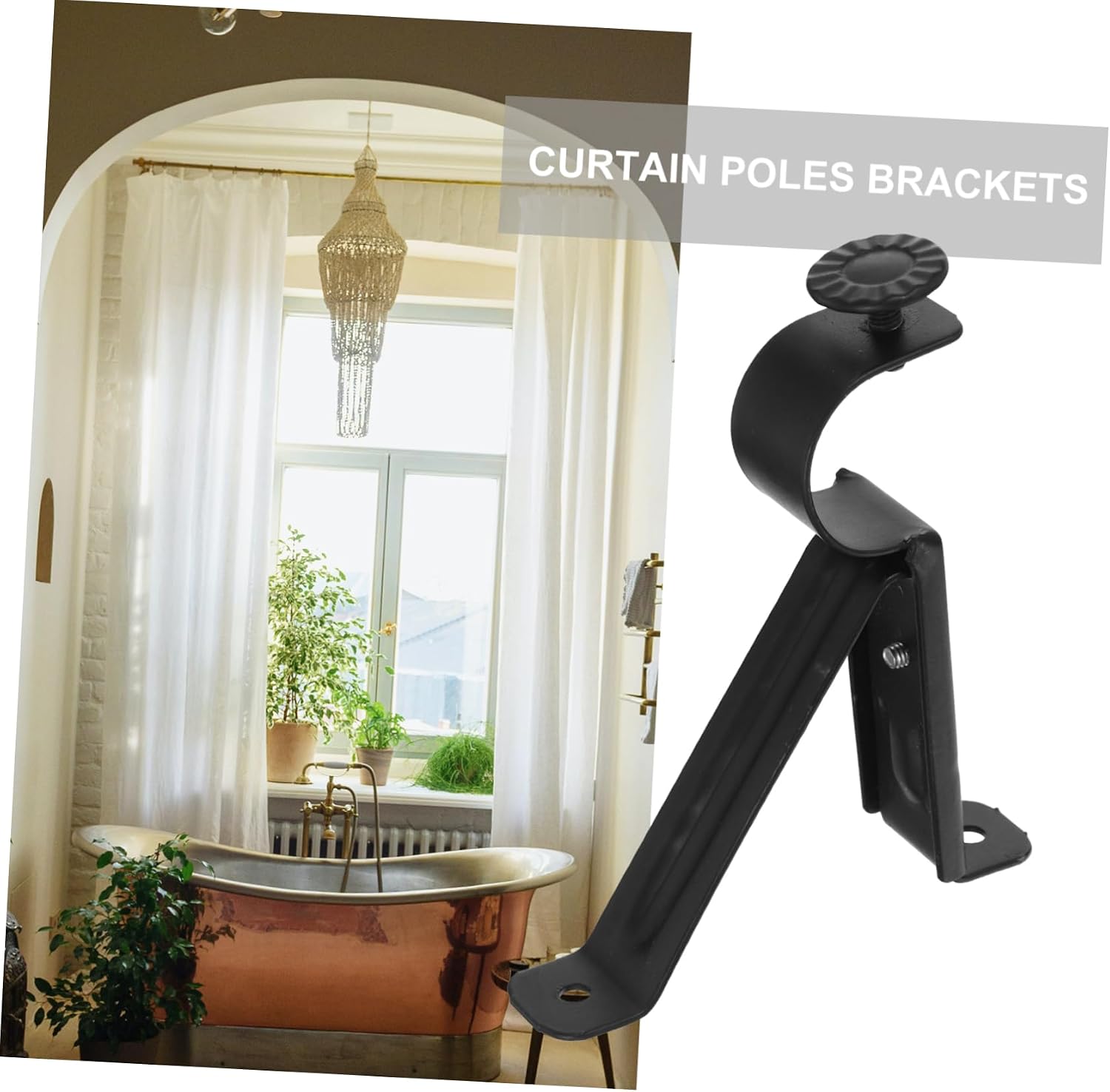 2pcs Curtain Pole Brackets Window Rod Holders Modern Decorative Hardware