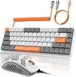 ZIYOU LANG RK-T8 Fils 65% Mécanique RGB Jeu de clavier-Dark Gray/White. Rainbow Backlit, Anti-hébergement,TKL,Mini 68 Clé,Câble enroulé sur mesure C à A,Switch bleu tactile pour PS4 PS5 Xbox PC Jeu Mac