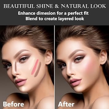 3 Pack Contour Highlighter Blush Sticks with Brush, Cream Bronzer Contour Stick Kit for Cheeks Eyes Lips, Long Lasting Waterproof Smooth Multi Stick Face Makeup Set for All Skin Type (Set A)