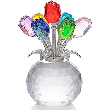 Crystal Flower Figurine, Colorful Glass Flower Gifts for Women - Wedding Party Figurines Home Decor Collectible Multicolor-A
