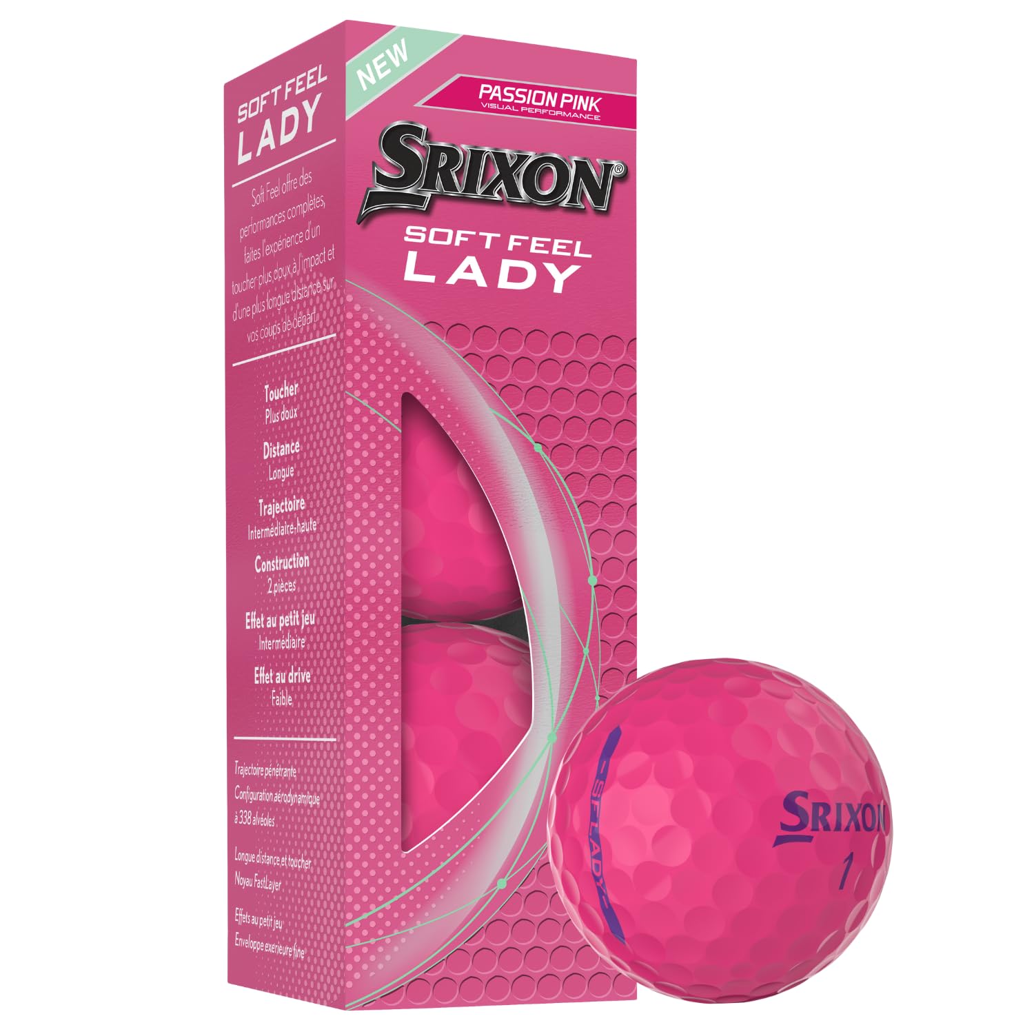 Srixon Soft Feel Lady Golfball für Damen |Geringe Kompression und einfacher hoher Start|Ultra-weiche Haptik |Ideal für Moderate Schwünge und erhöhte Präzision