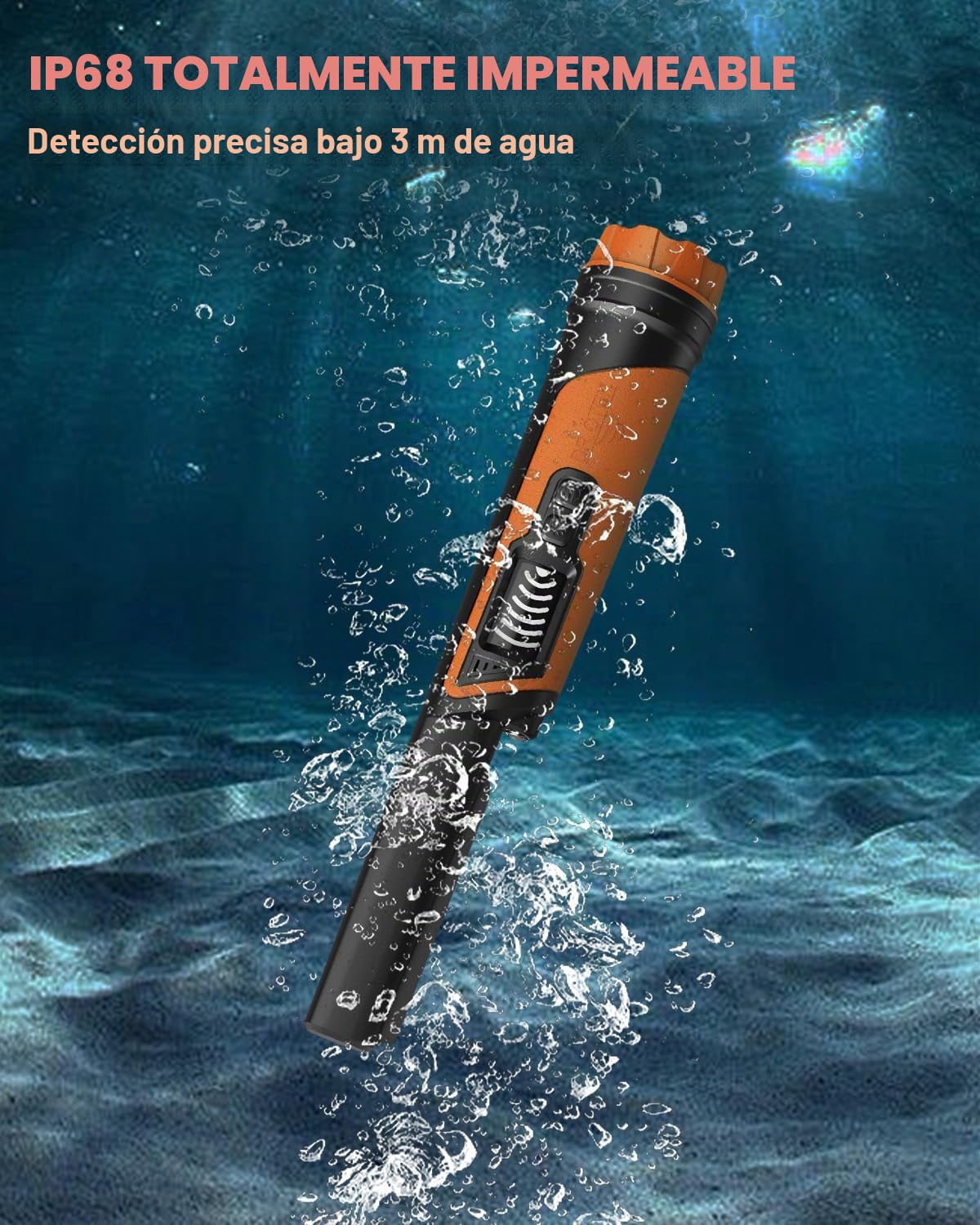 DR.ÖTEK Detector de metales Pinpointer IP68 totalmente impermeable submarino de mano puntero varita, pantalla LCD, detector de metales pequeño para adultos, alta precisión, 3 modos de alerta, para