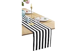 Striped Elegance: Classic Black and White Stripe Table Runner