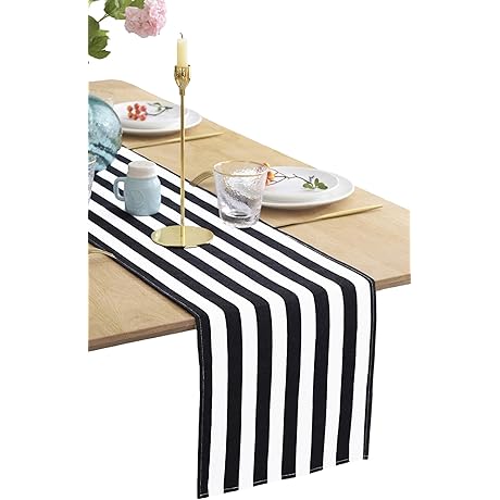 Striped Elegance: Classic Black and White Stripe Table Runner