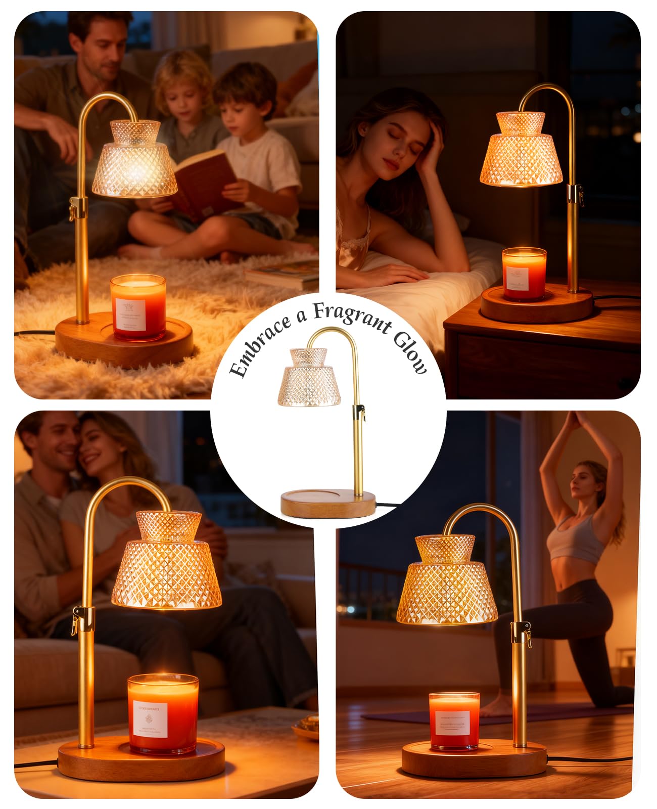 Lampada riscaldante per candele con timer, dimmerabile, altezza regolabile con lampadina, per candele profumate, decorazione per la casa, regalo di compleanno per donne e mamme