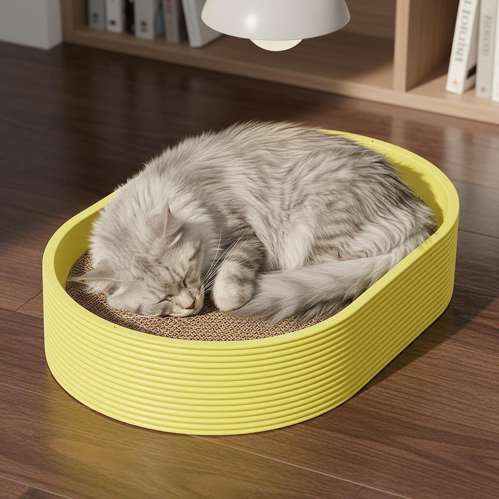 Katzenkratzbett, Kratzbrett, Lustiges Indoor Zubehör, Ersatz Schlafplatz für Kleine Und Mittelgroße Katzen Und Kätzchen, Gelb