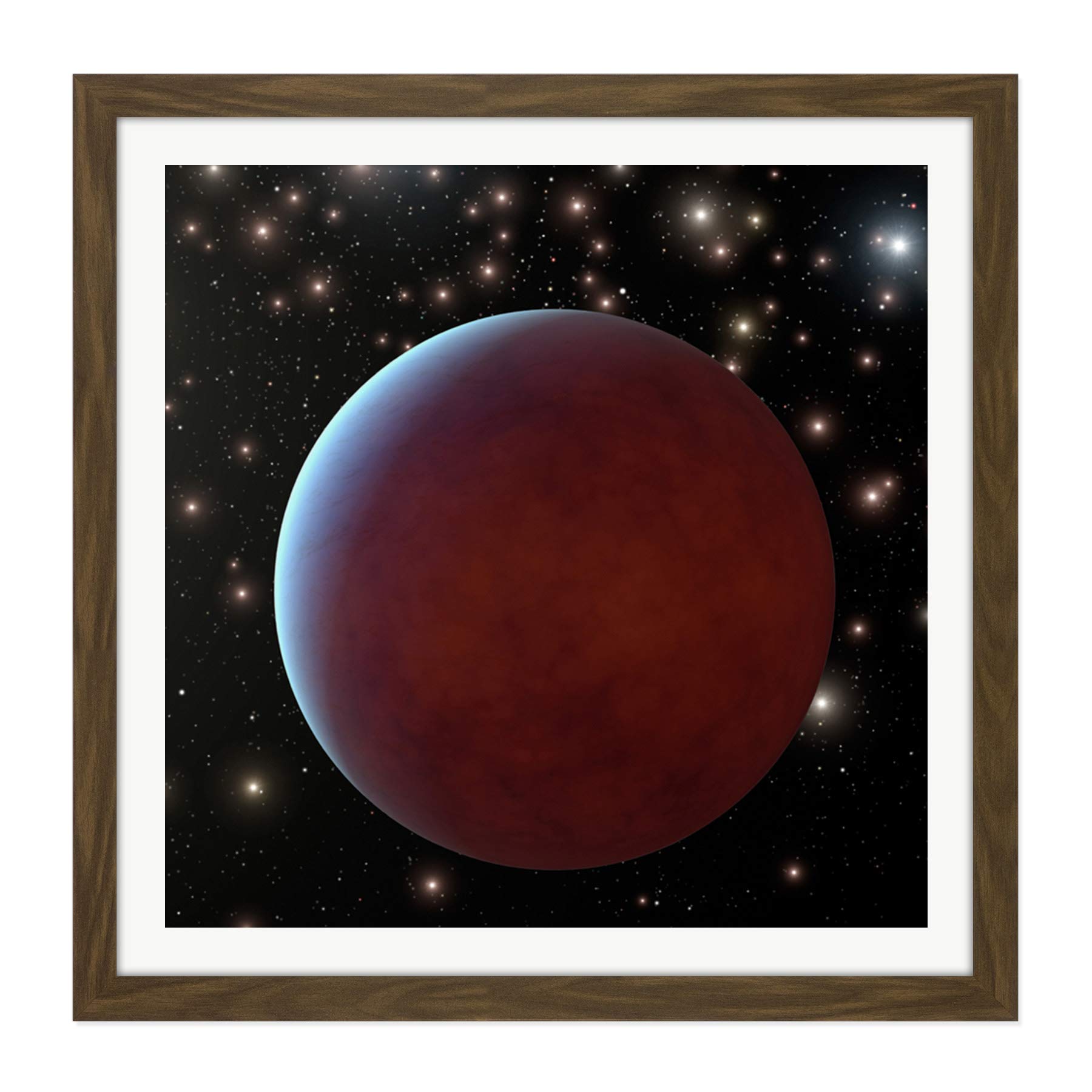 Space NASA Gas Giant Planet Orbiting Star Illustration Square Wooden Framed Wall Art Print Picture 16X16 Inch