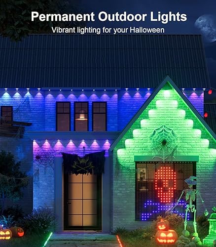 Miniatura 9 de Luces permanentes para exteriores de 100 pies para casa, LED RGB 2025, impermeables, luces de Navidad para exteriores con control remoto de