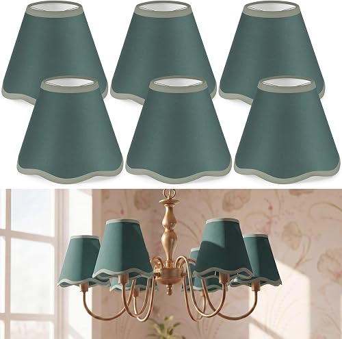 VIHOSE Set of 6 3'' Top x 6'' Bottom x 5'' High Lamp Shade with Petal Edge, Fabr