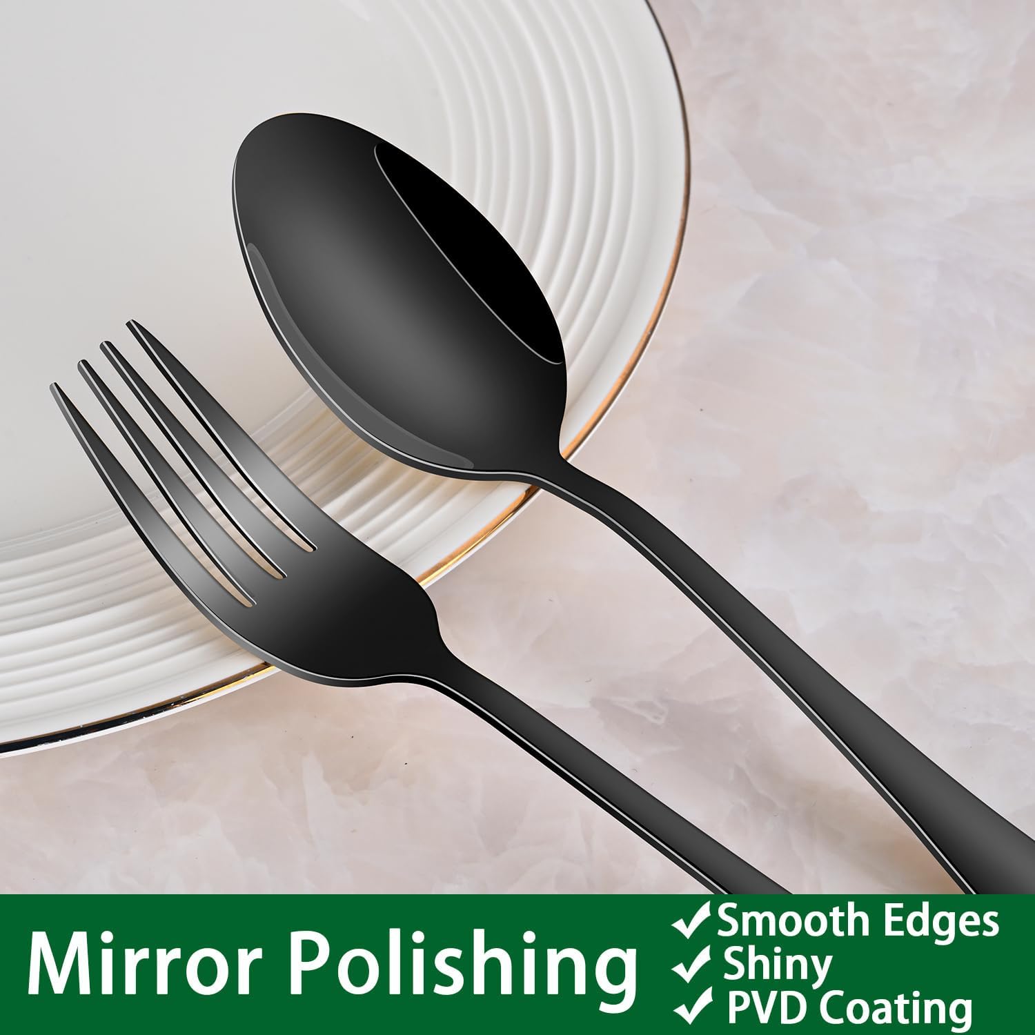 Black 49 Pieces Stainless Steel Flatware Sets With Organizer,Black Silverware Sets With Steak Knives Service For 8,Black Tableware Cutlery Sets For Home Kitchen