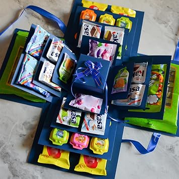 DIY Explosion Gift Box Black,5 Layer Snack Explosion Box with tape ribbon