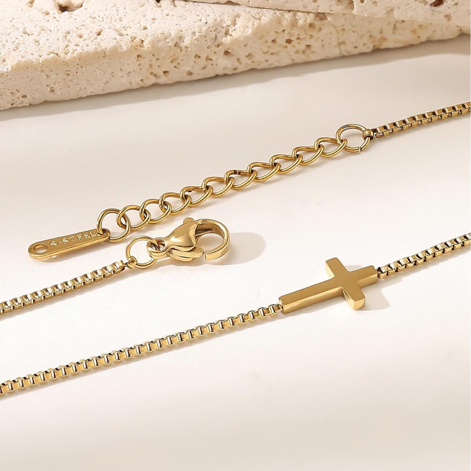 14K Gold Plated Dainty Sideways Cross Pendant Choker Necklace for Women, Simple Trendy Everyday Jewelry - Image 7