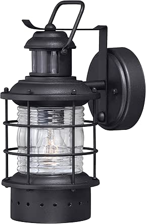 VAXCEL Hyannis Black Motion Sensor Dusk to Dawn Coastal Outdoor Wall Light