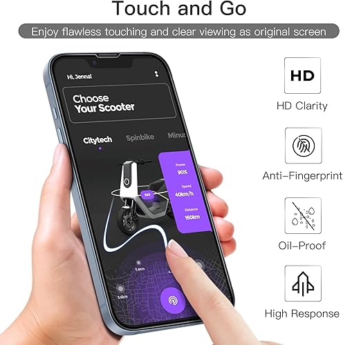 Miniatura 6 de JETech - Protector de pantalla de cobertura completa para iPhone 16e 2025, iPhone 14 de 6.1 pulgadas, película de vidrio templado de borde negro con