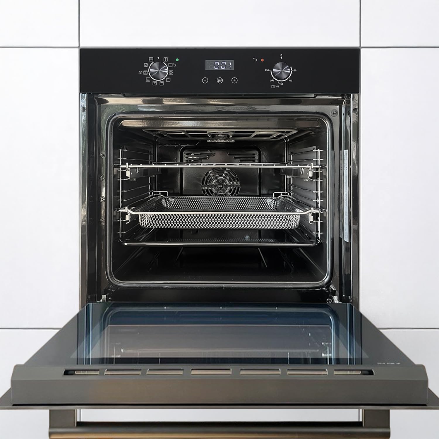 KKT KOLBE Einbaubackofen 60 cm schwarz 73L 3,25kW Heißluftfritteuse Full-Black-Design autark BO7010FB